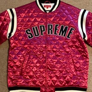 Mens supreme quilted satin varsity jacket size xl